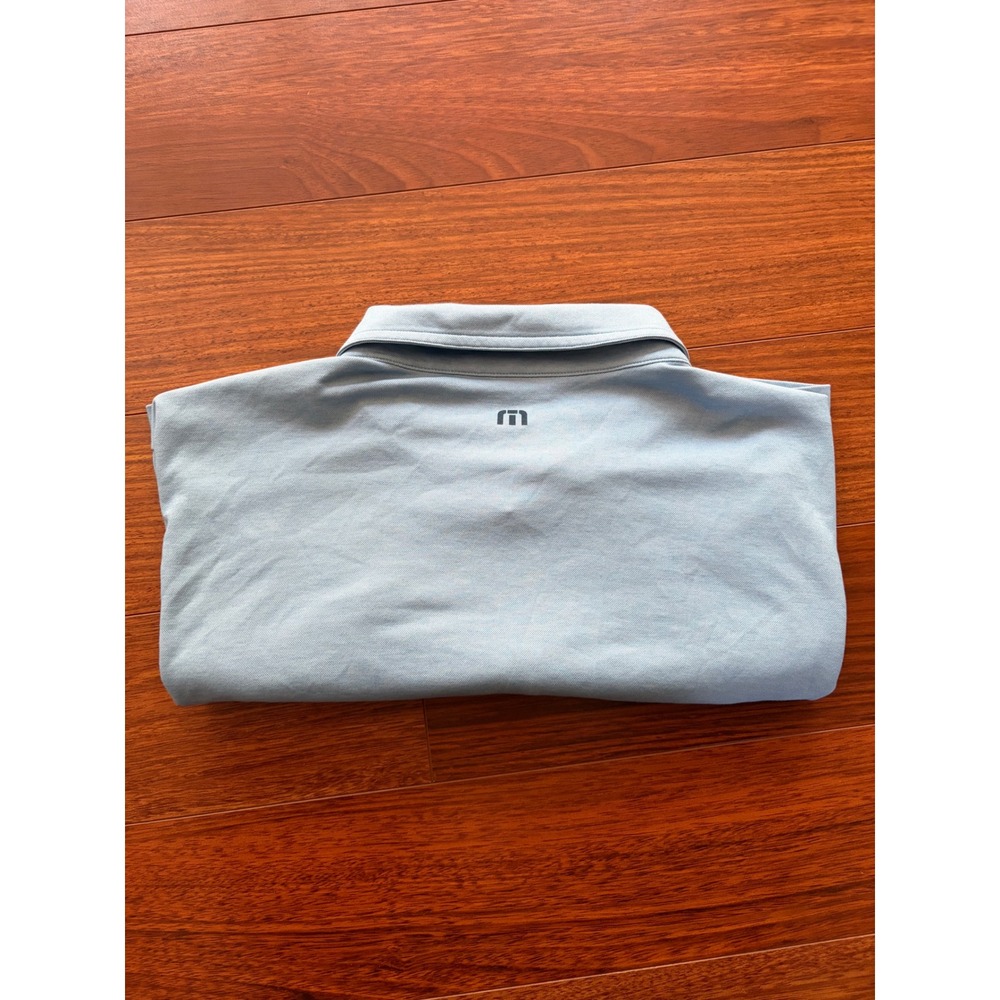 TravisMathew Light Blue Chest Stripe Performance Golf Polo Shirt XXL